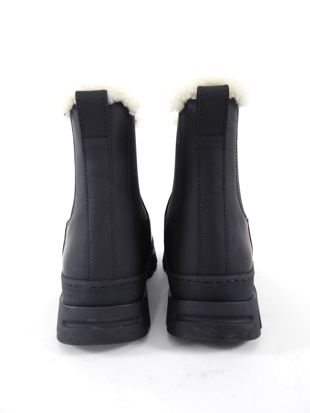 Jenni Kayne Black Rubberized Leather Highland Shearling Ankle Boot - 37