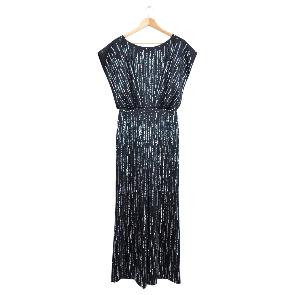 Jenny Packham Black Satin Crystal Embellished Jumpsuit - 4
