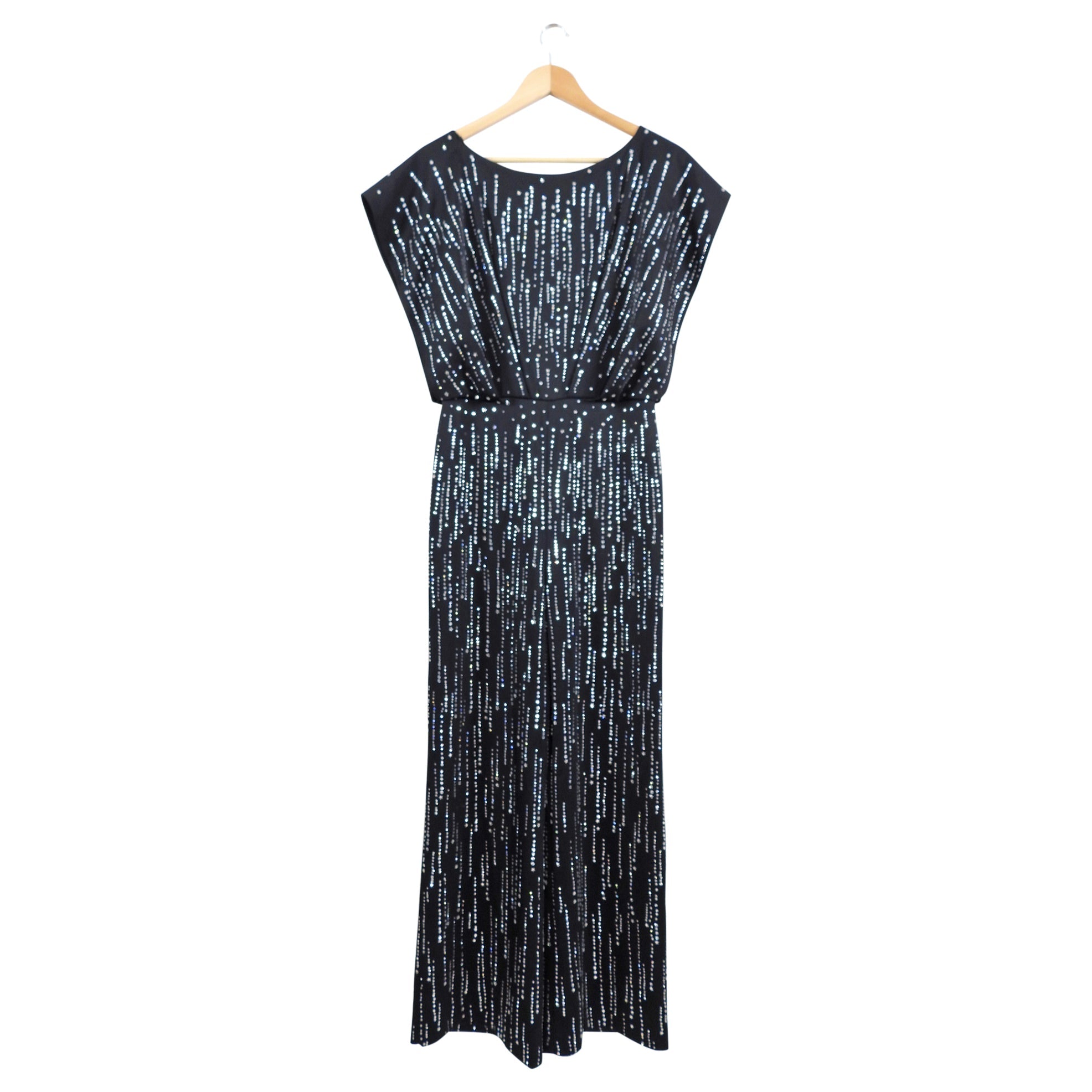 Jenny Packham Black Satin Crystal Embellished Jumpsuit - 4