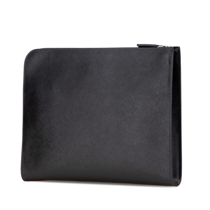 Prada Triangle Logo Plate Leather Clutch Bag