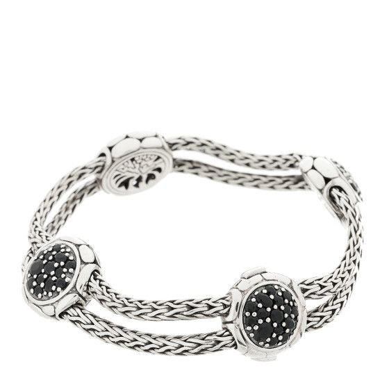 JOHN HARDY STERLING SILVER BLACK SAPPHIRE 4 STATION BRACELET
