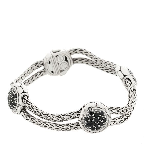 JOHN HARDY STERLING SILVER BLACK SAPPHIRE 4 STATION BRACELET