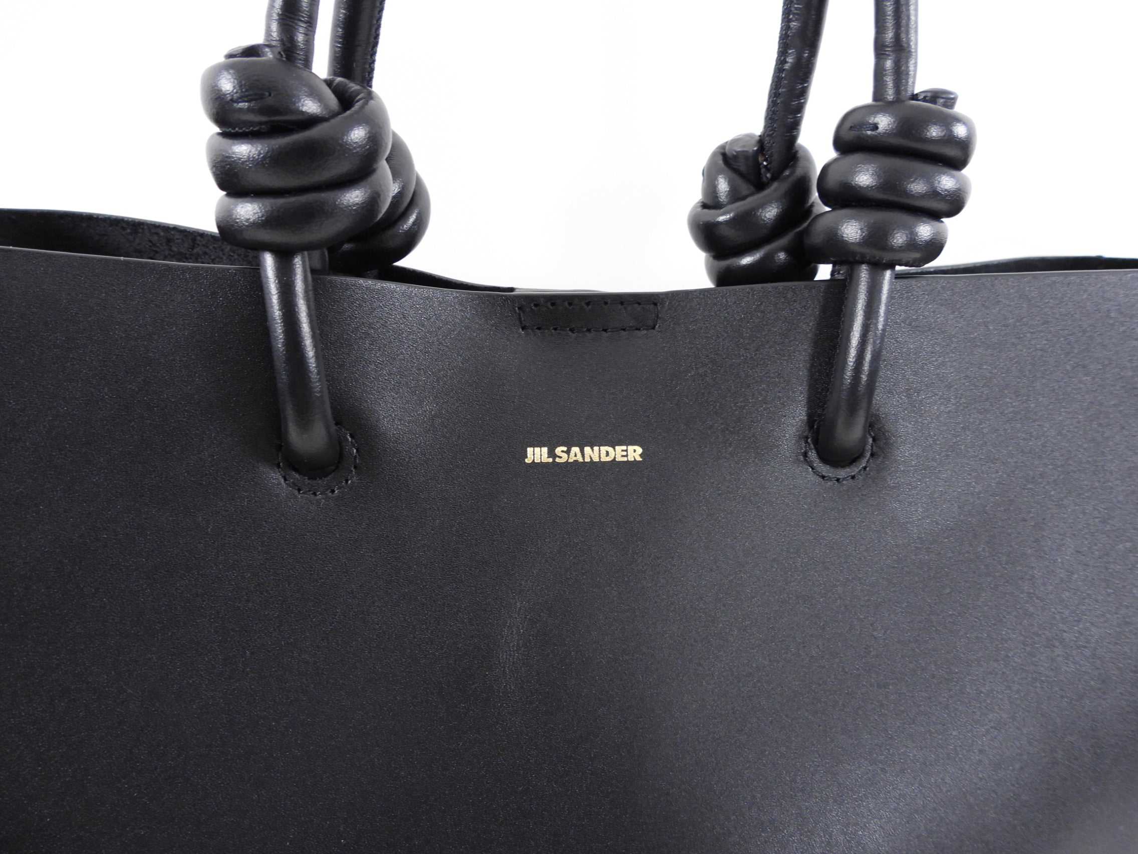 Jil Sander Black Leather Small Giro Tote Bag