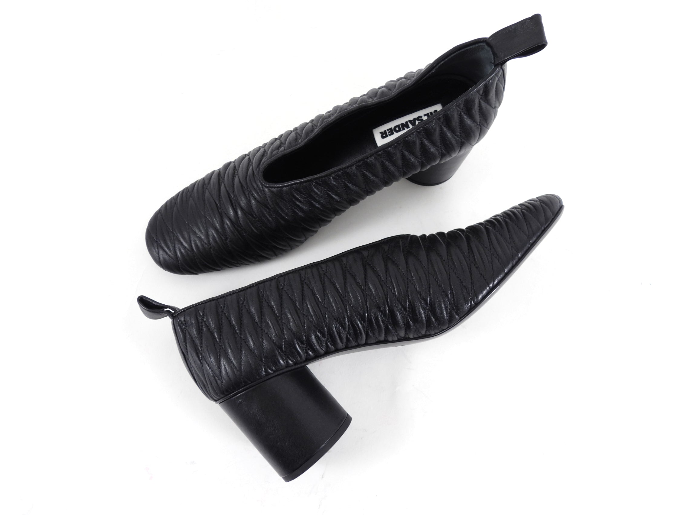 Jil Sander Black Quilted Block Heel Pumps - 40