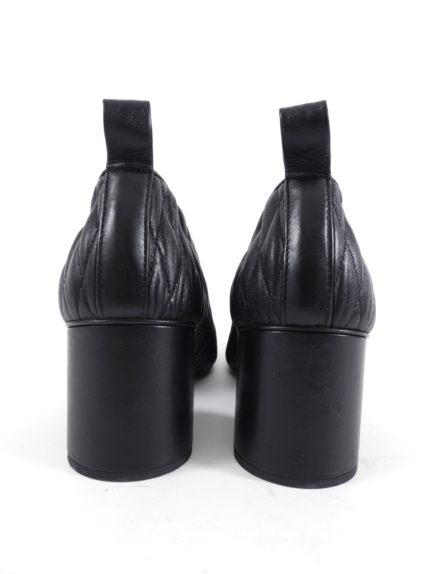 Jil Sander Black Quilted Block Heel Pumps - 40