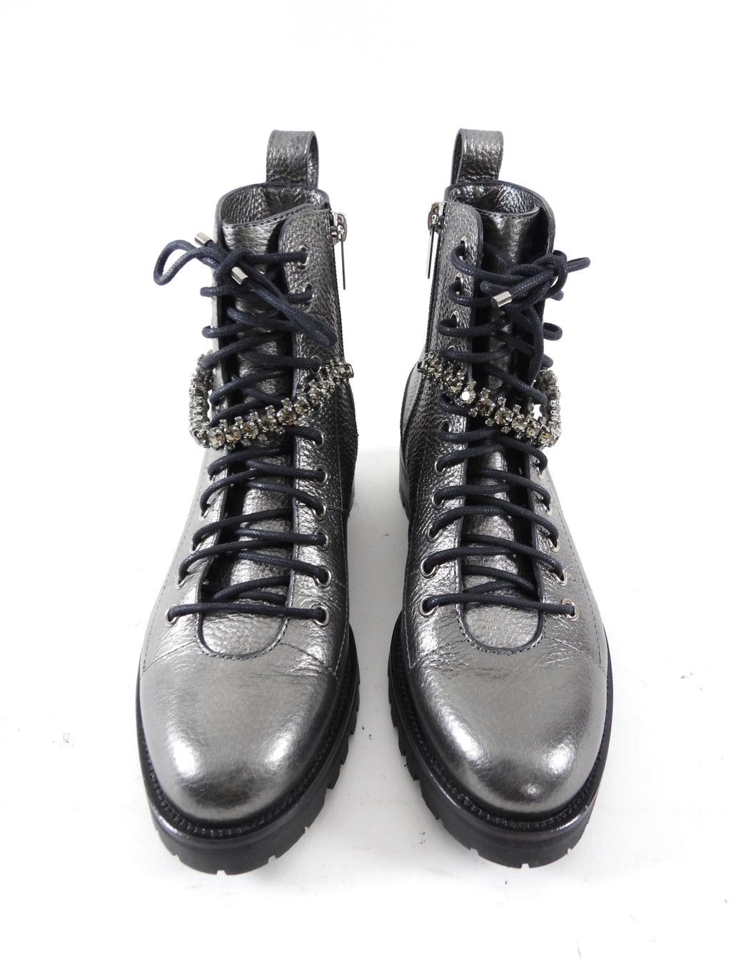 Jimmy Choo Pewter Grey Jewelled Ankle Boots - 36