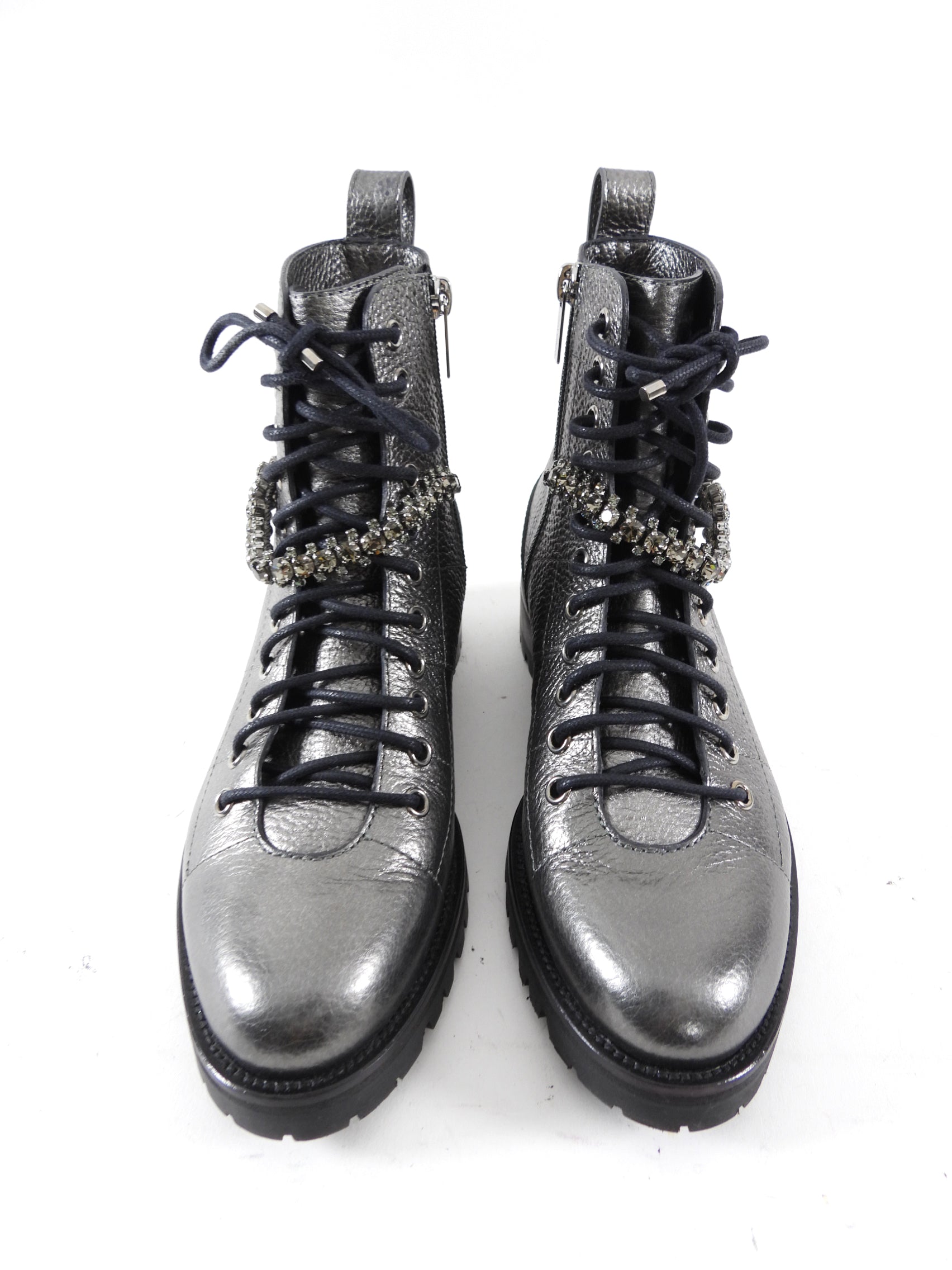 Jimmy Choo Pewter Grey Jewelled Ankle Boots - 36
