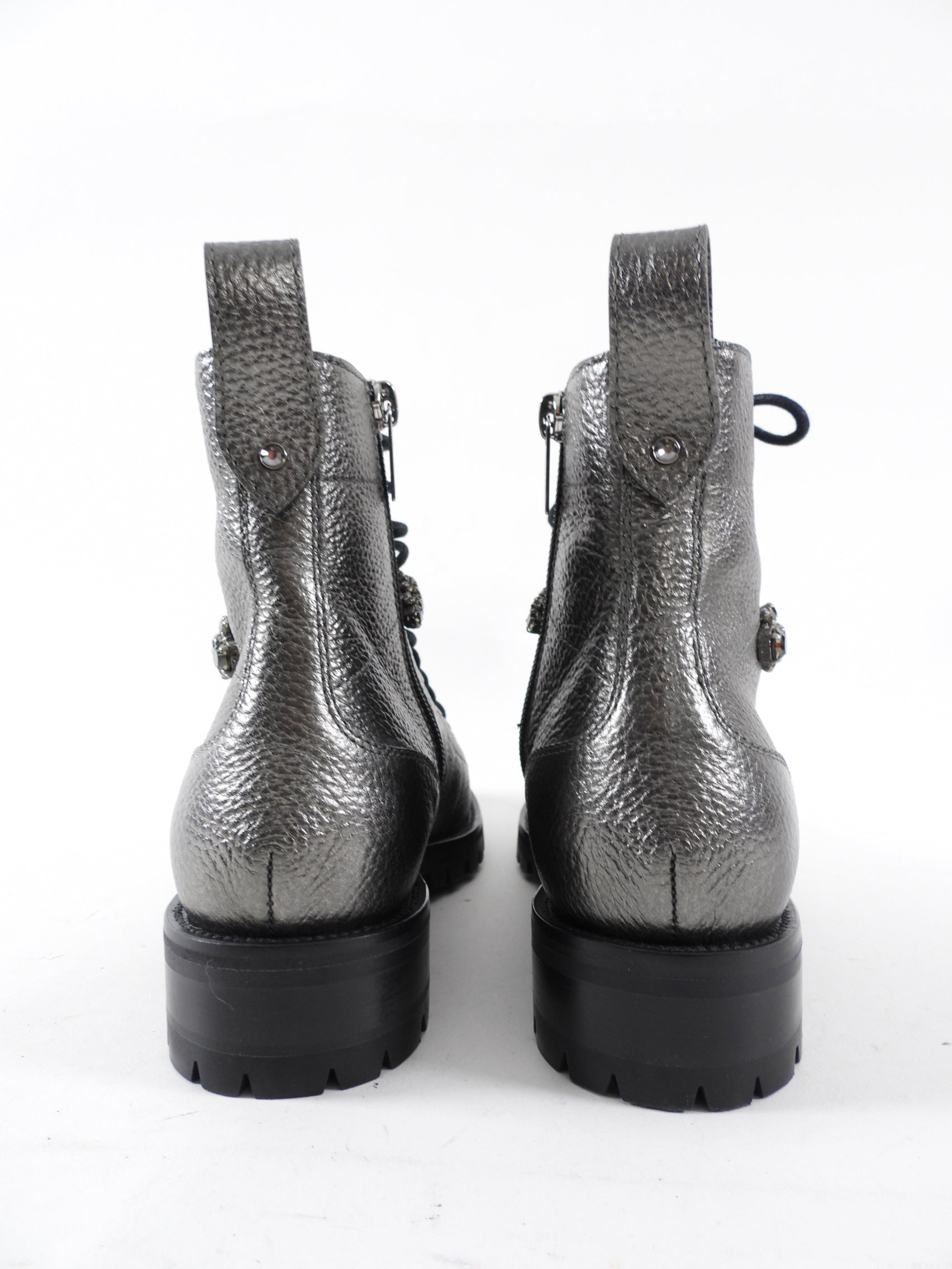 Jimmy Choo Pewter Grey Jewelled Ankle Boots - 36