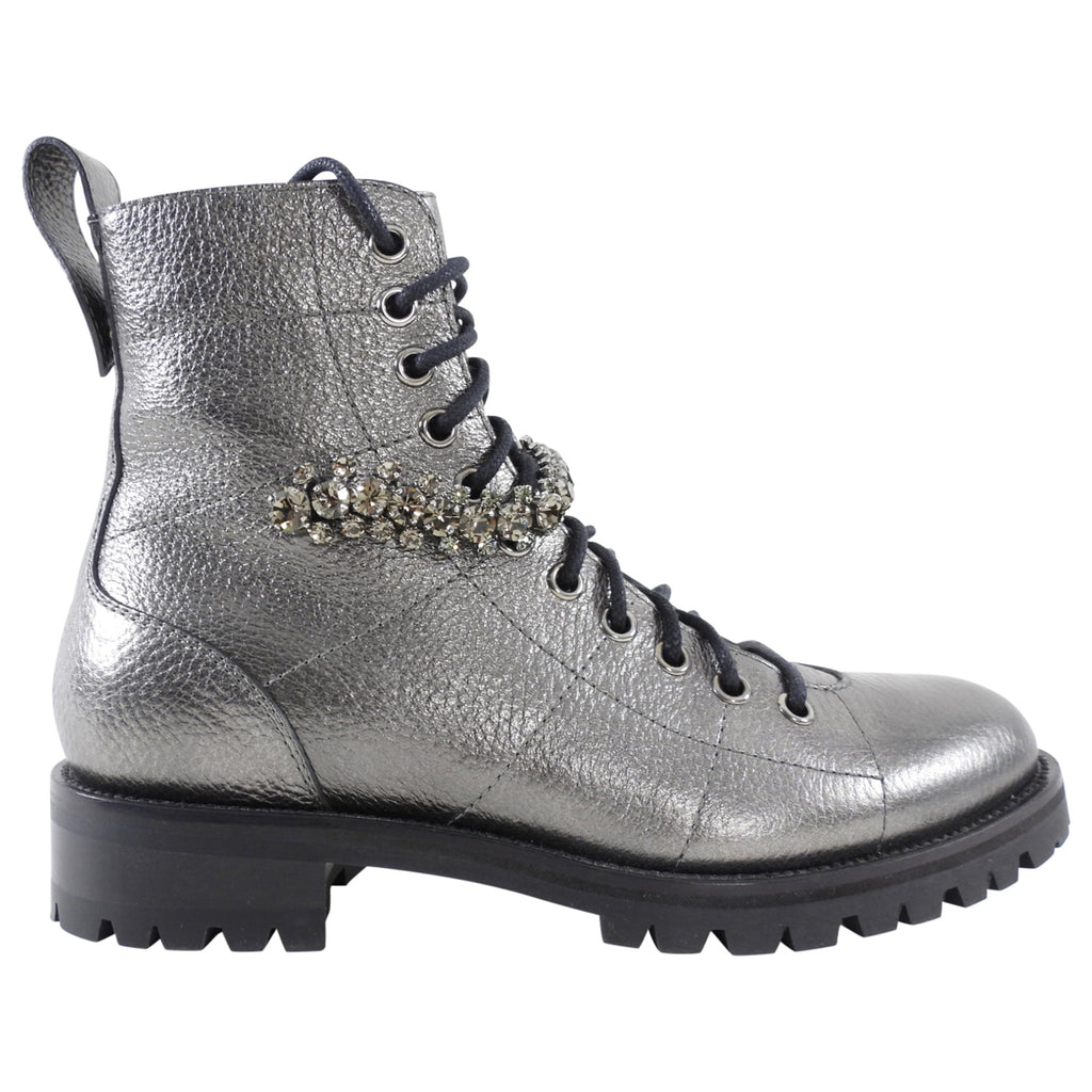 Jimmy Choo Pewter Grey Jewelled Ankle Boots - 36