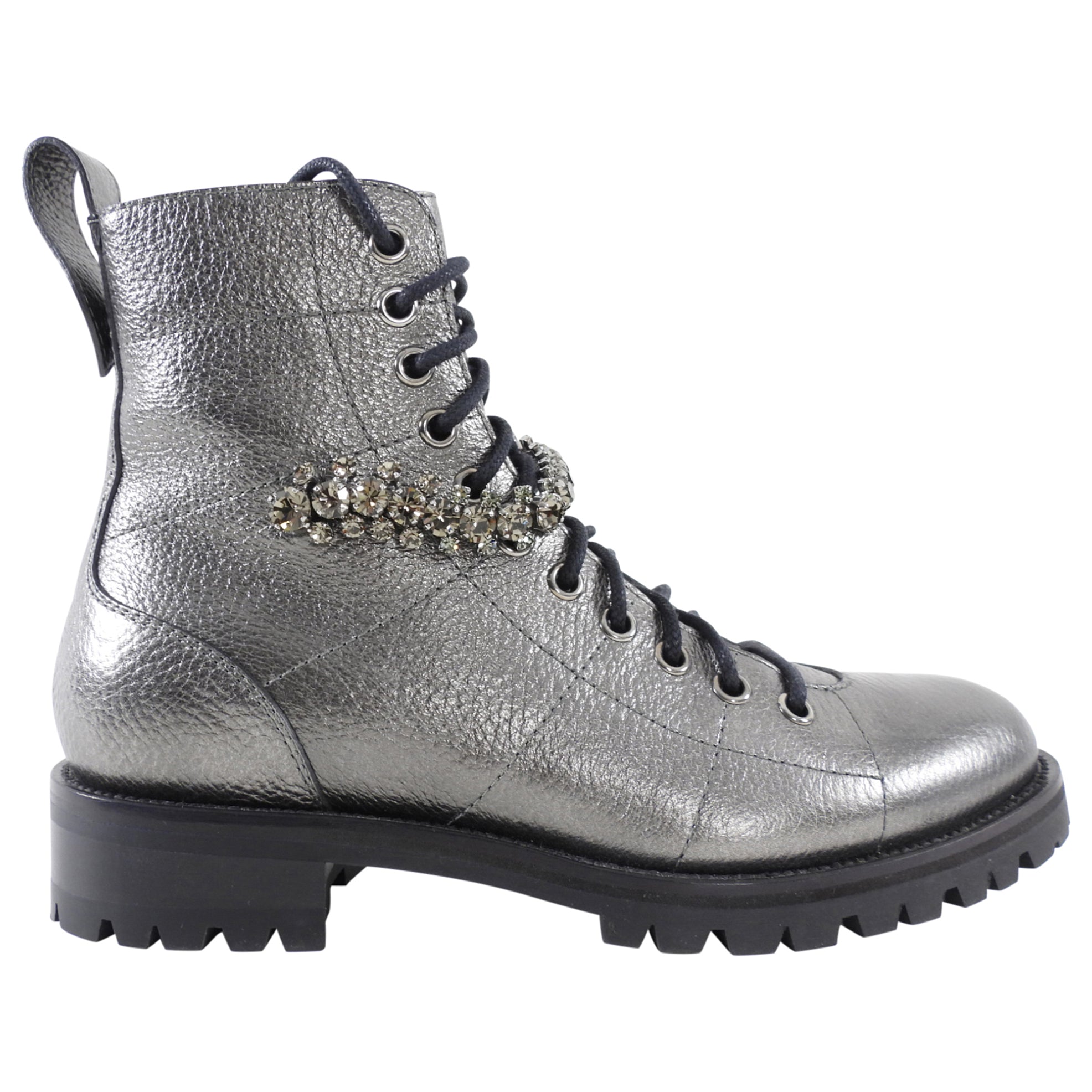 Jimmy Choo Pewter Grey Jewelled Ankle Boots - 36