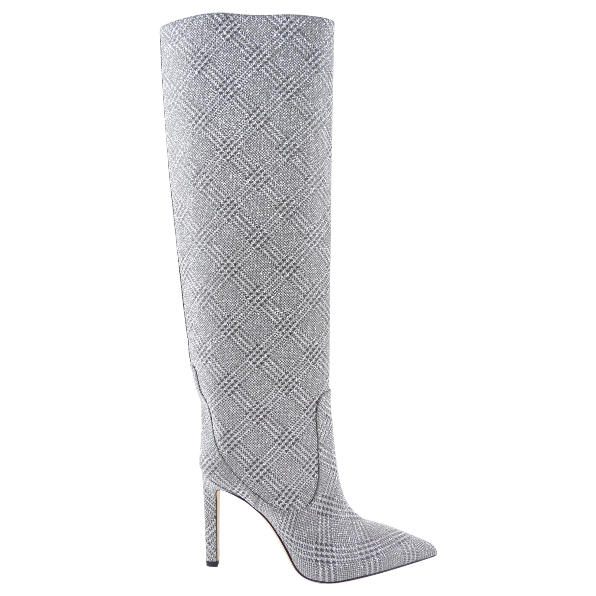 Jimmy Choo Mavis Silver Houndstooth Glitter Tall Boots - 38
