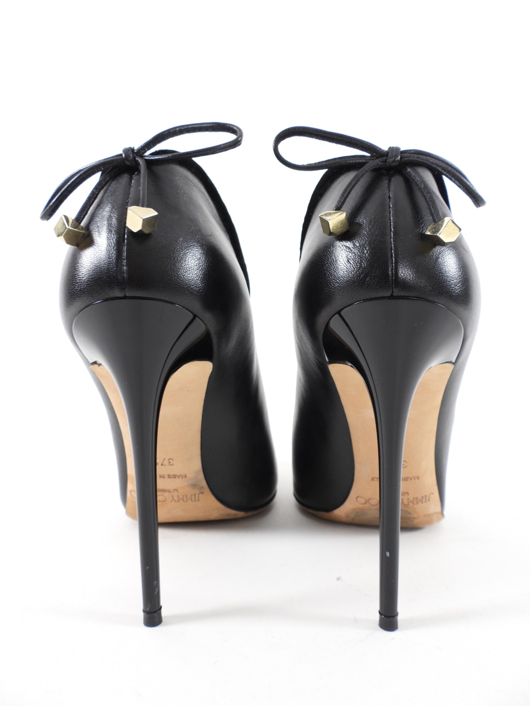 Jimmy Choo Black Leather Bootie High Heels - 37