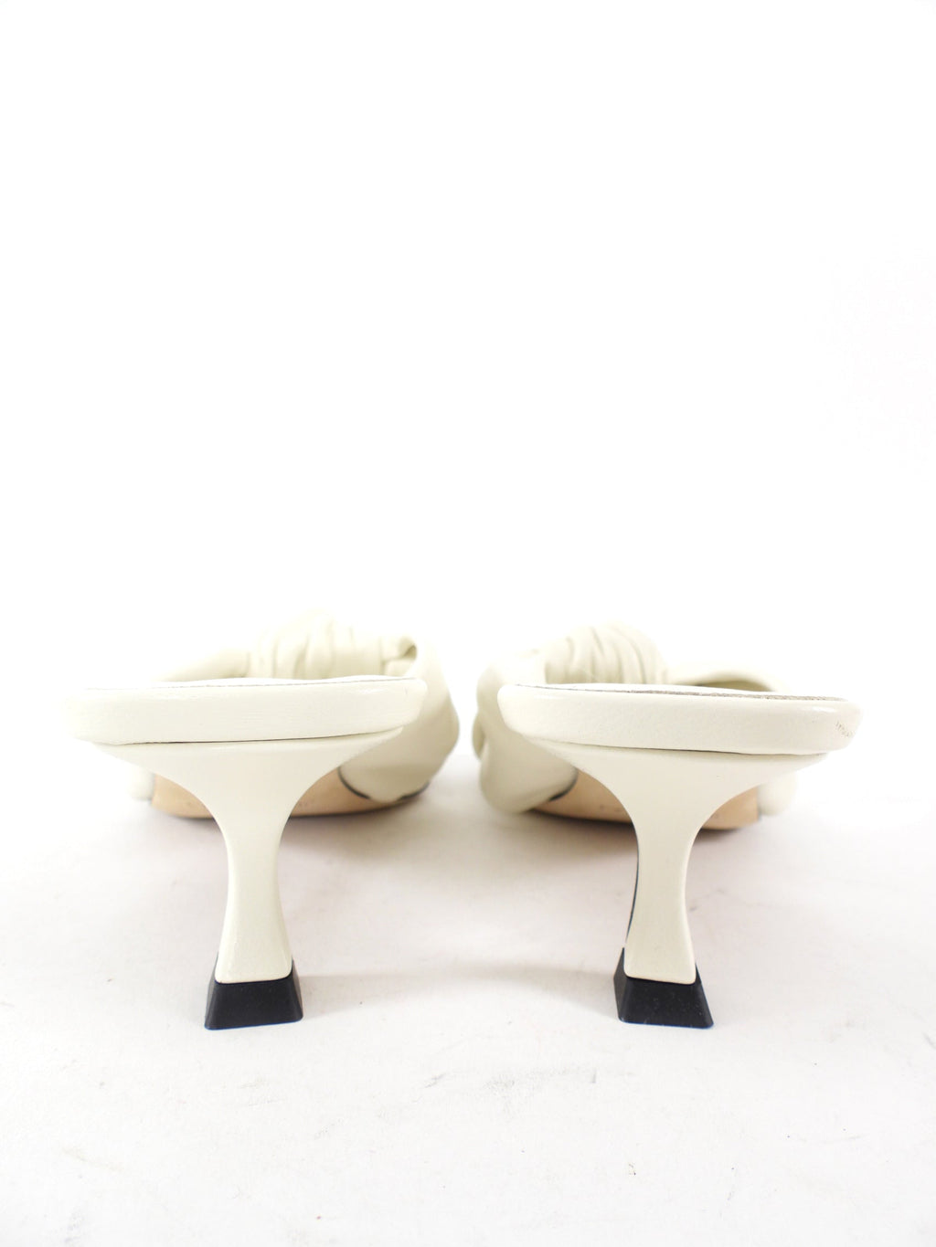 Jimmy Choo Ivory Leather Knot Kitten Keel Mule - 37