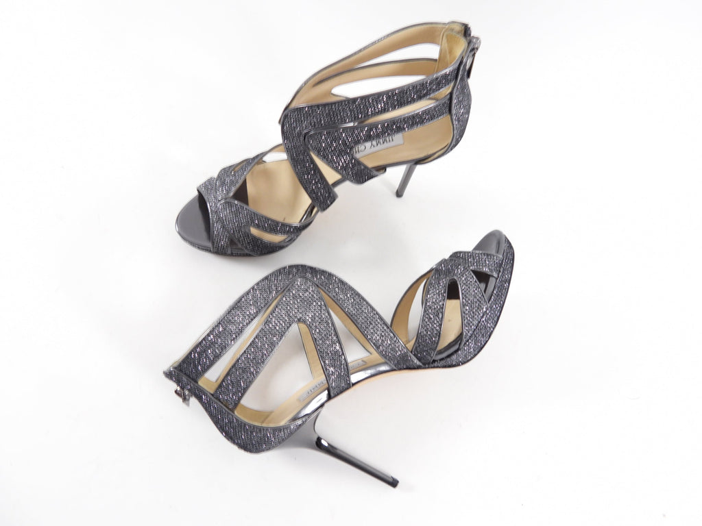 Jimmy Choo Pewter Sparkle Gladiator Heel - 38 / 8