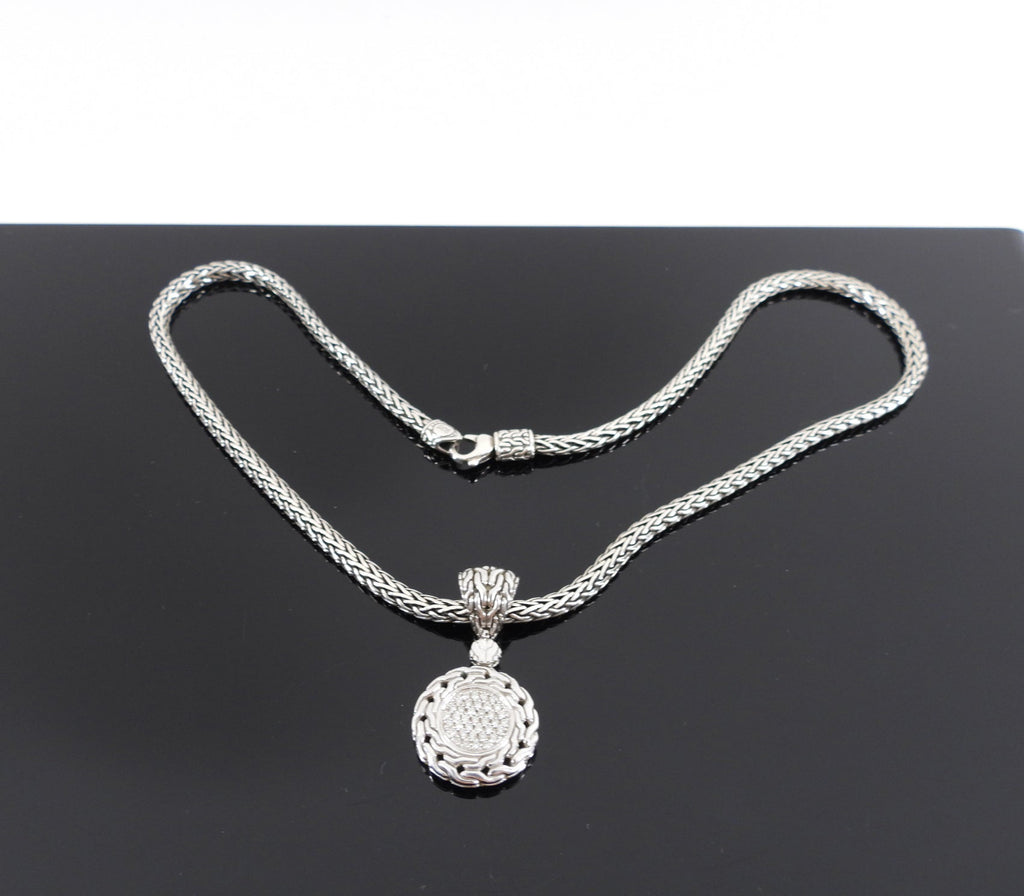 John Hardy Sterling Silver Diamond Pendant Necklace