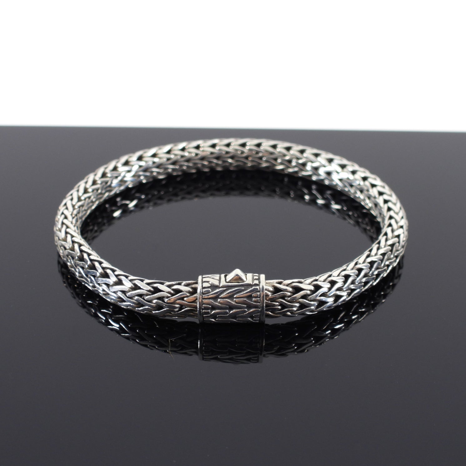 John Hardy 6.5mm Sterling Silver Tiga Woven Bracelet