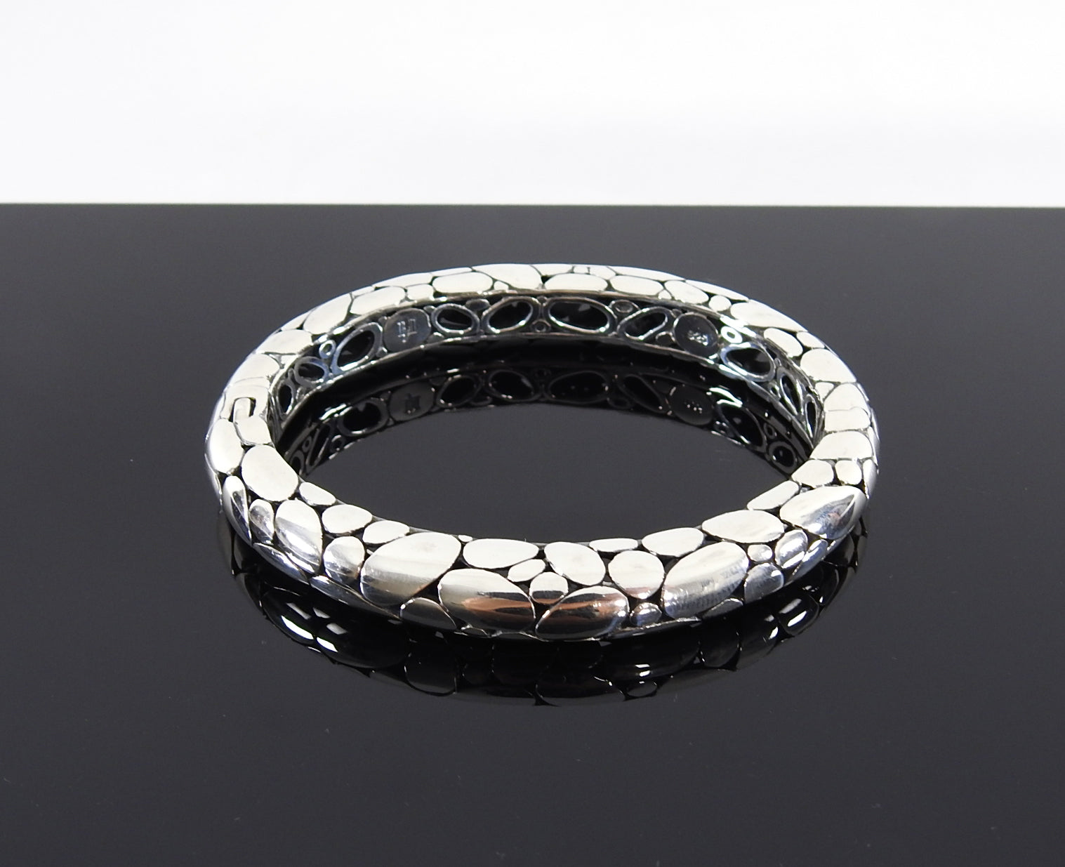 John Hardy Kali Sterling Dot Hinged Bangle Bracelet