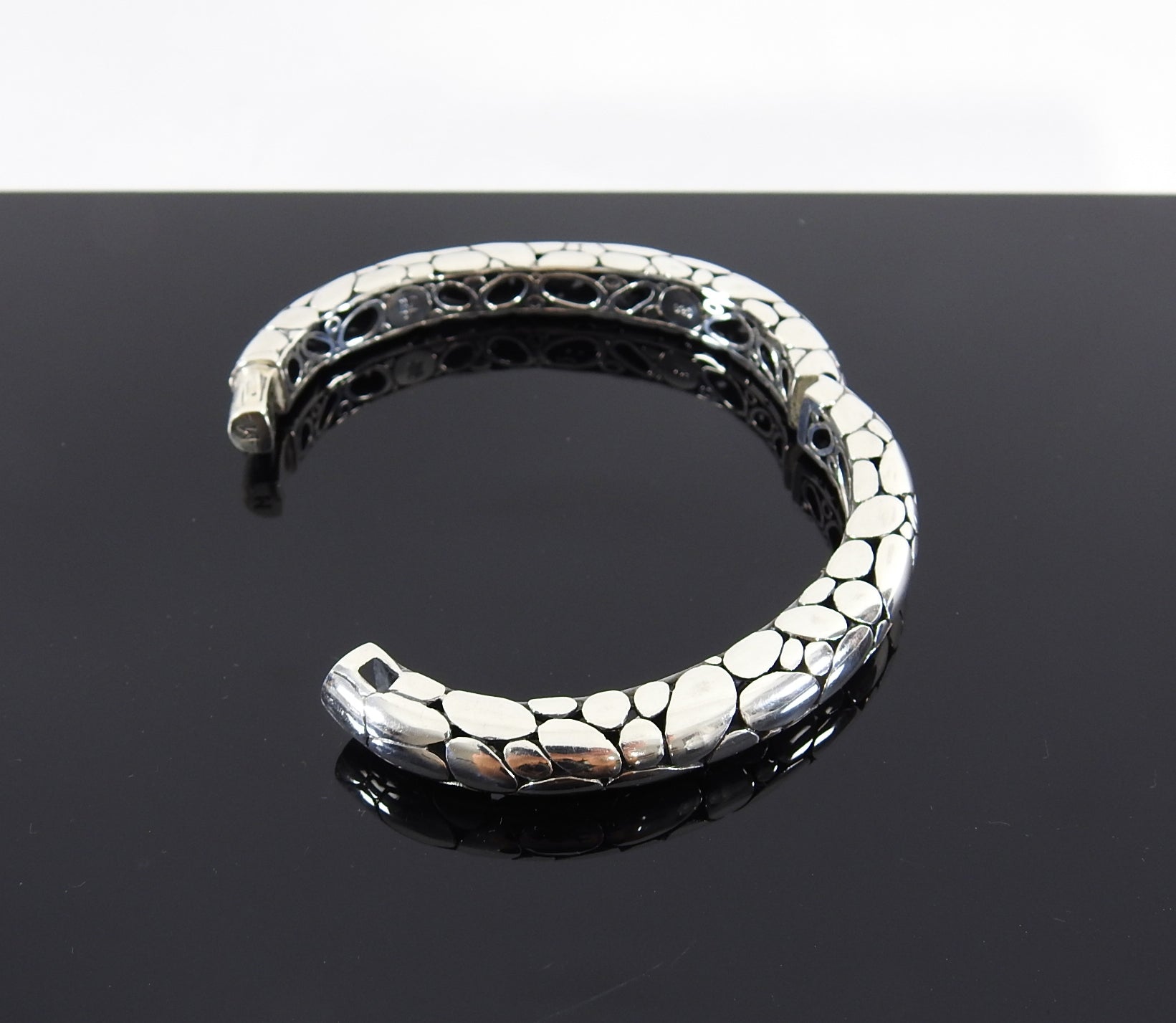 John Hardy Kali Sterling Dot Hinged Bangle Bracelet