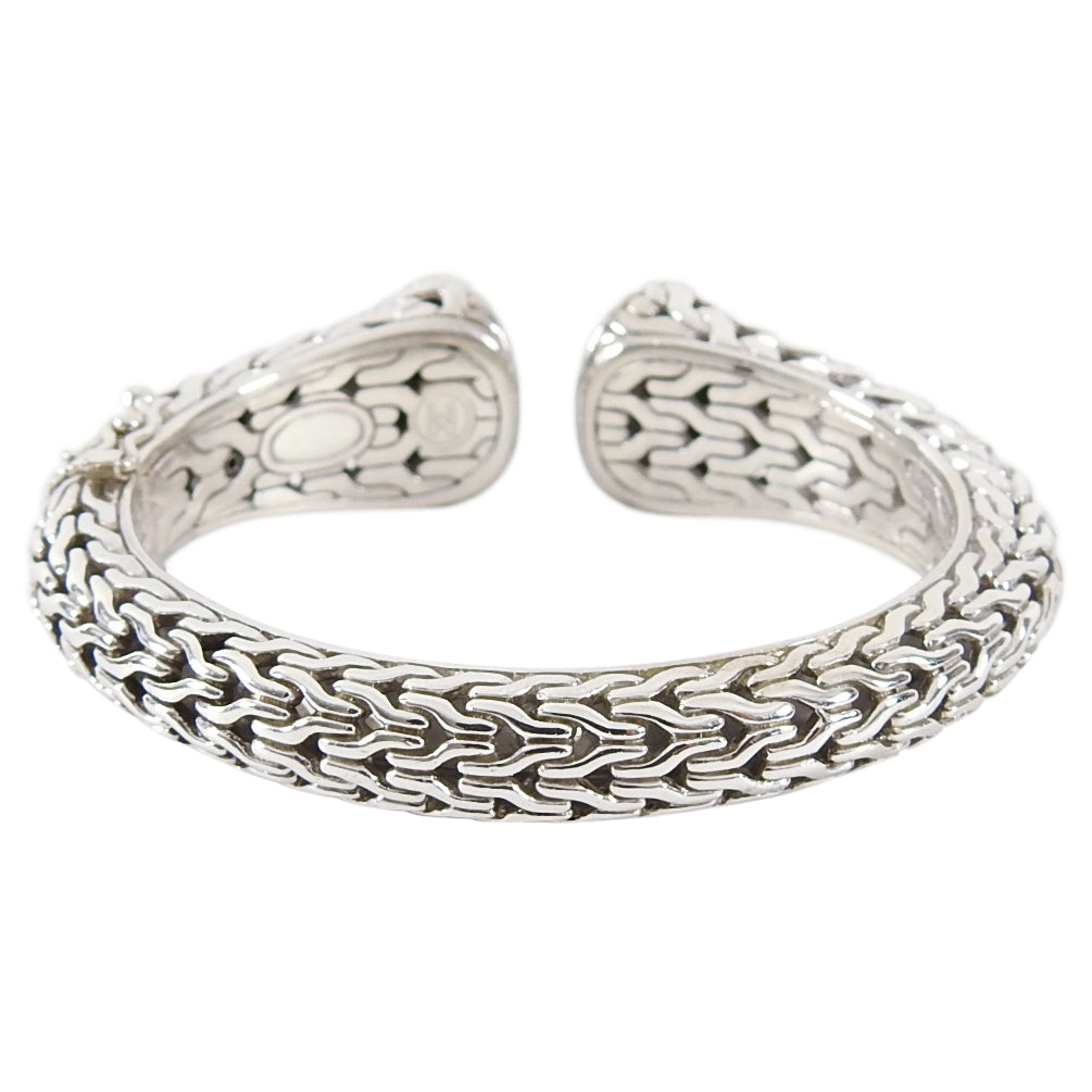 John Hardy 18k and Sterling Pave Diamond Classic Chain Kick Cuff Bracelet