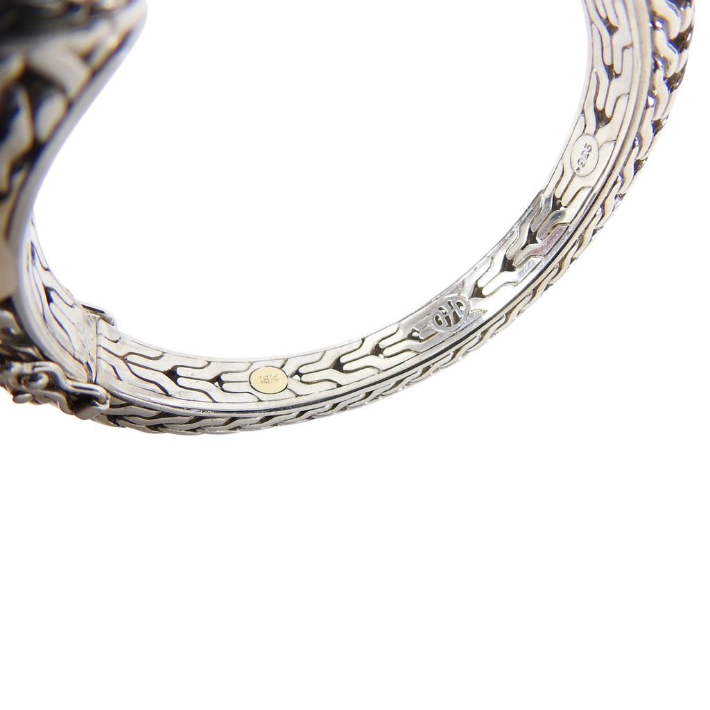 John Hardy 18k and Sterling Pave Diamond Classic Chain Kick Cuff Bracelet
