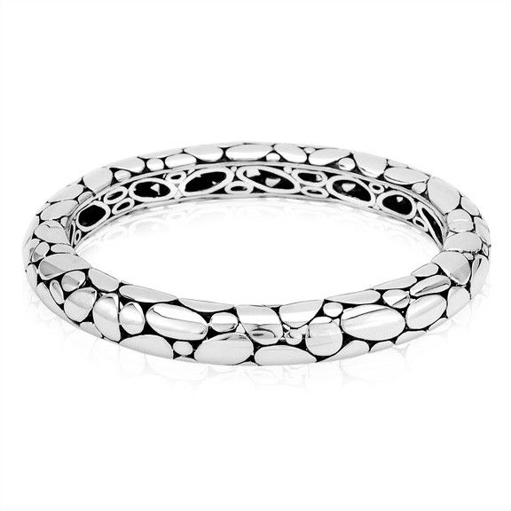 John Hardy Kali Sterling Dot Hinged Bangle Bracelet