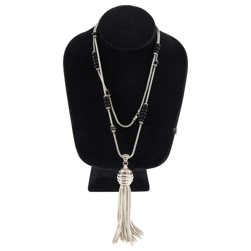 John Hardy Sterling Black Sapphire Tassel Necklace