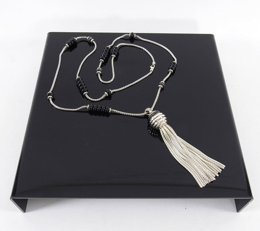 John Hardy Sterling Black Sapphire Tassel Necklace