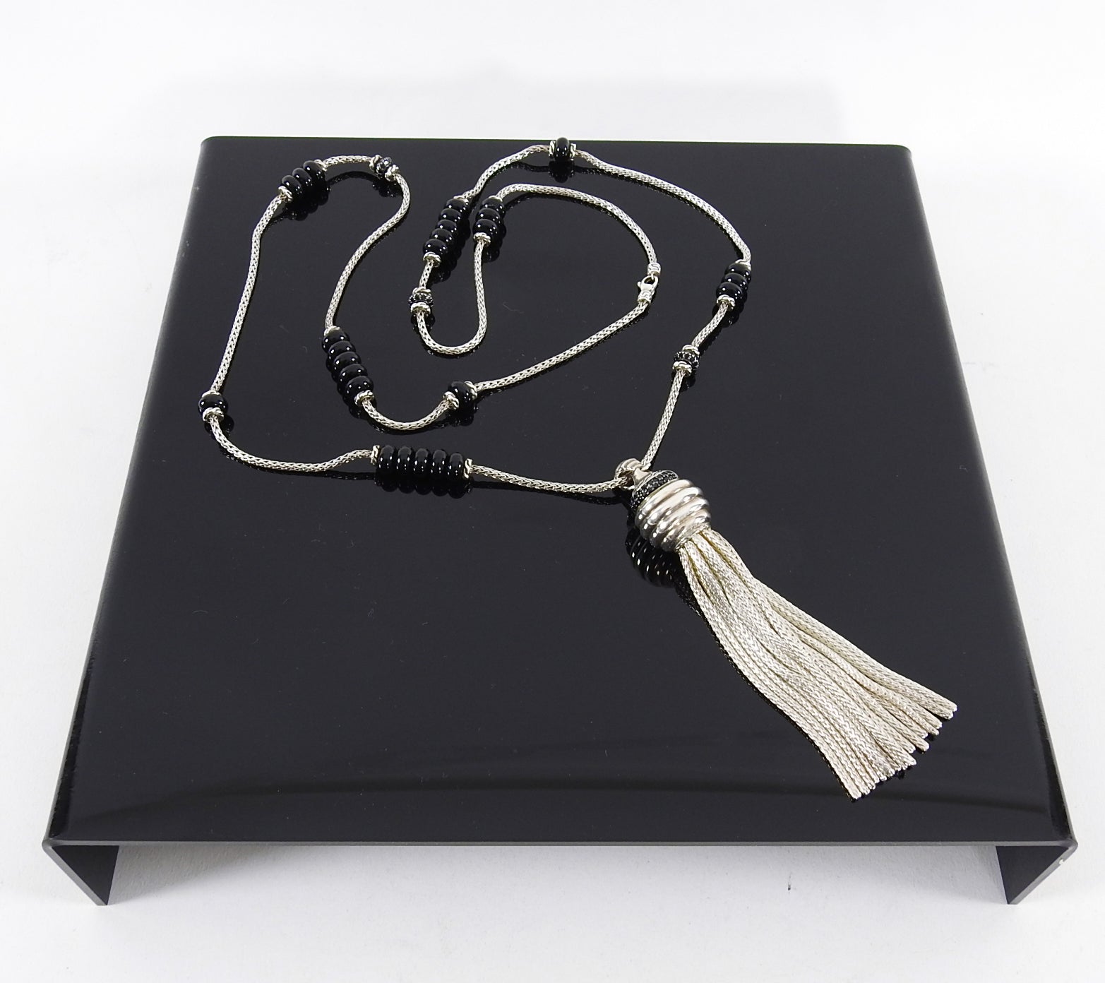 John Hardy Sterling Black Sapphire Tassel Necklace