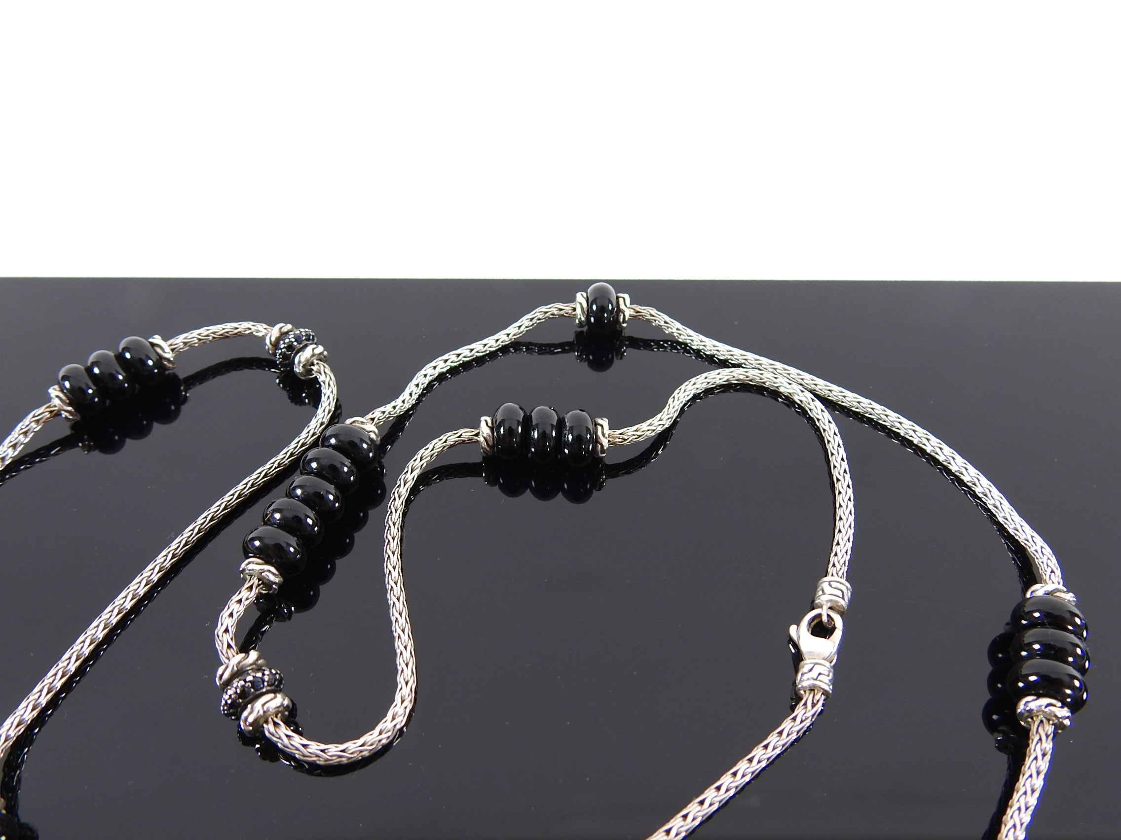 John Hardy Sterling Black Sapphire Tassel Necklace