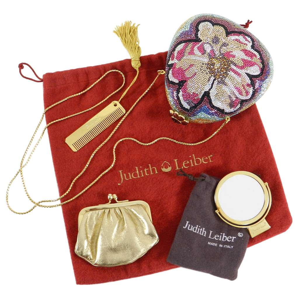 Judith Leiber Flower Jewelled Strass Minaudiere Evening Bag