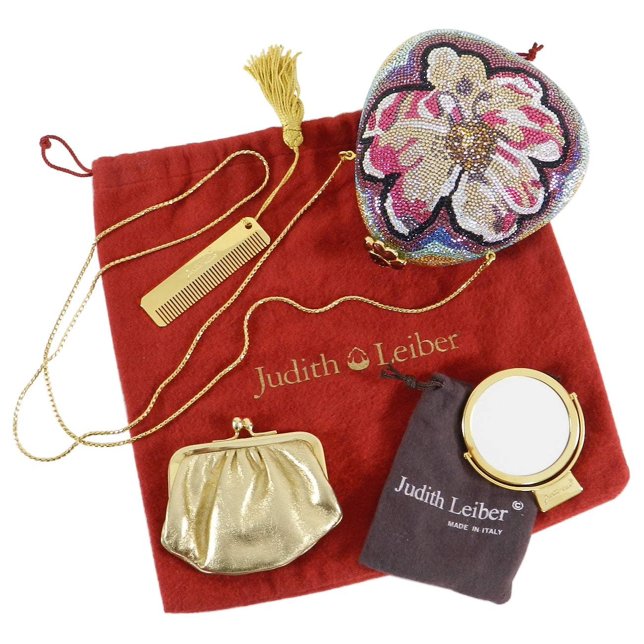 Judith Leiber Flower Jewelled Strass Minaudiere Evening Bag