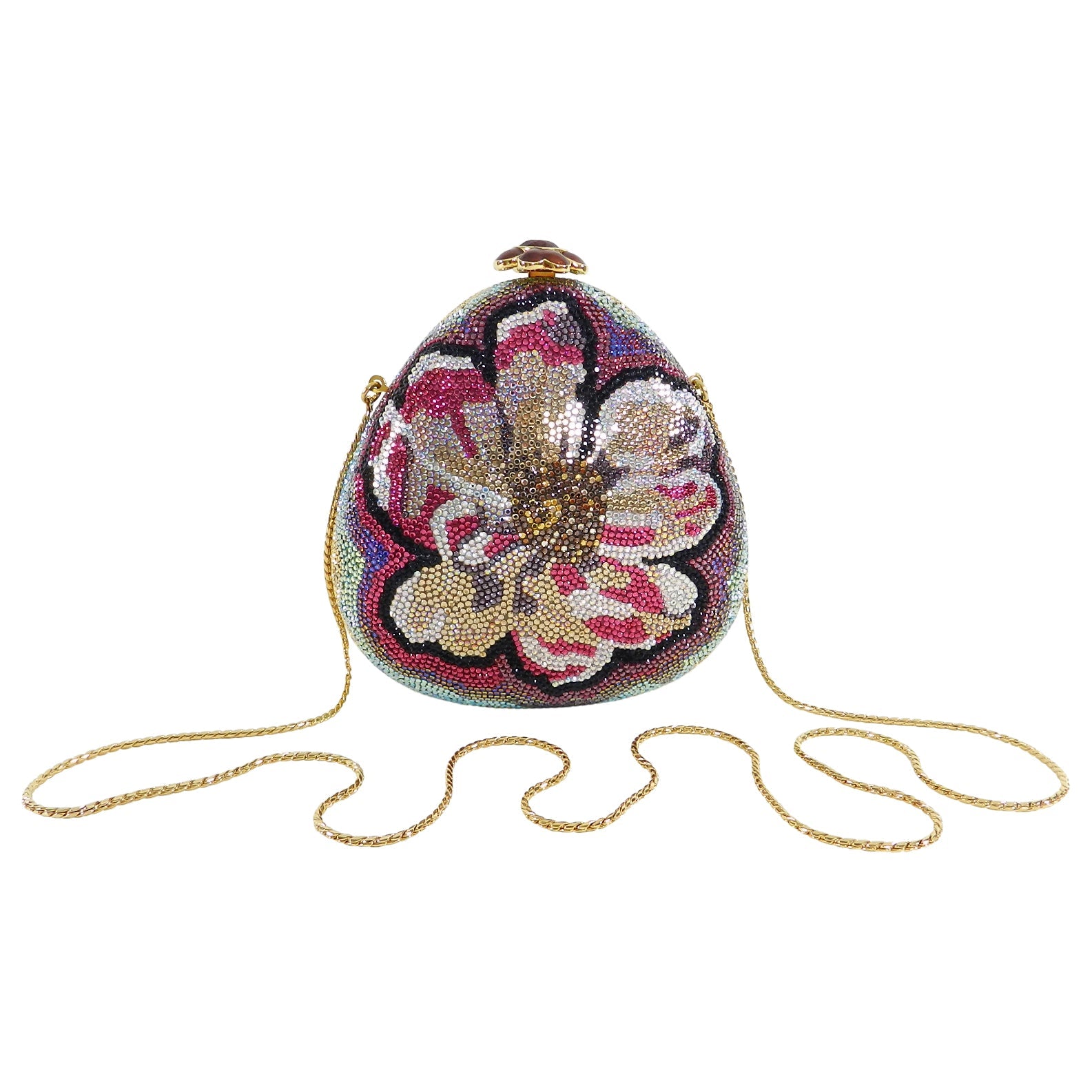 Judith Leiber Flower Jewelled Strass Minaudiere Evening Bag