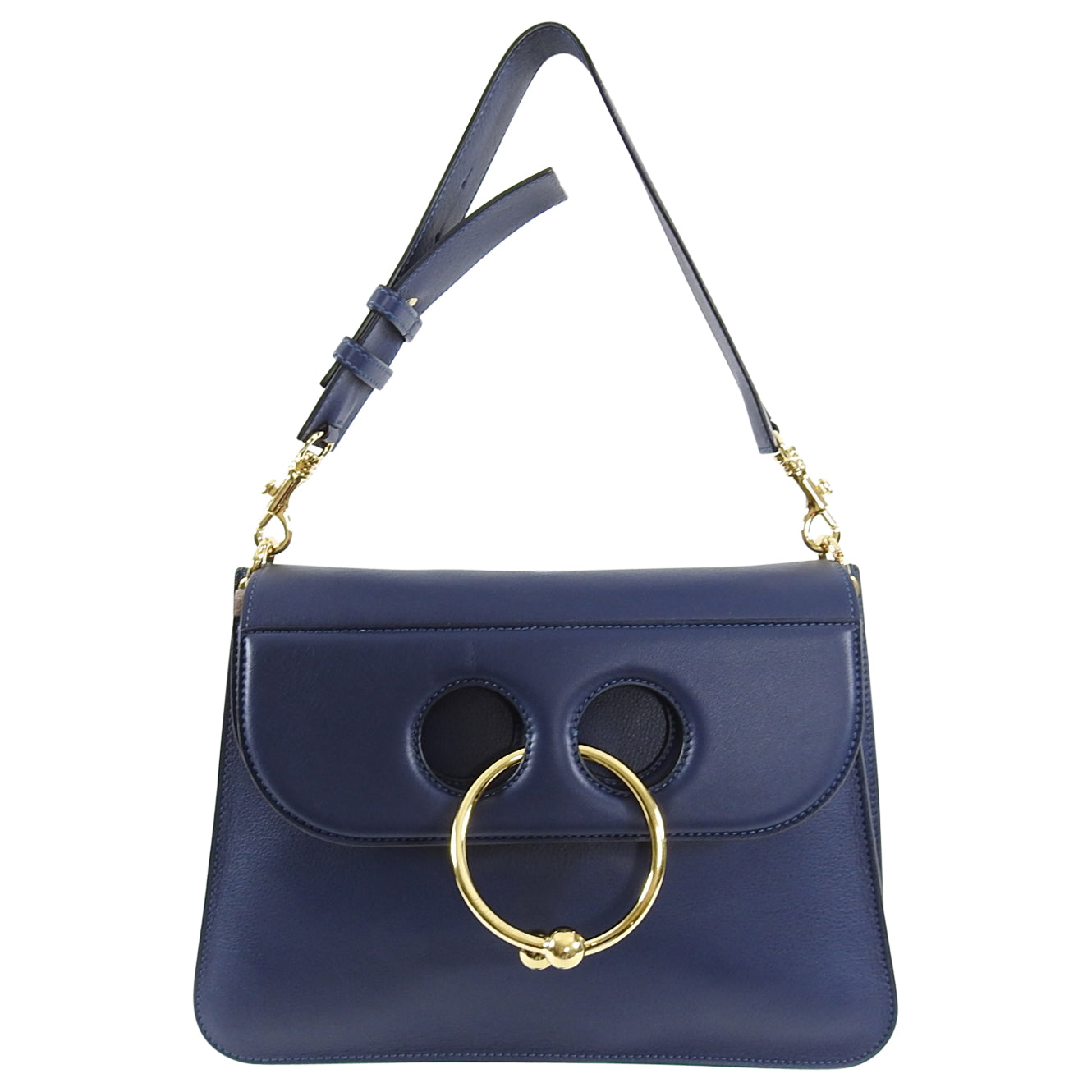 JW Anderson Navy Blue Leather Pierce Shoulder Bag