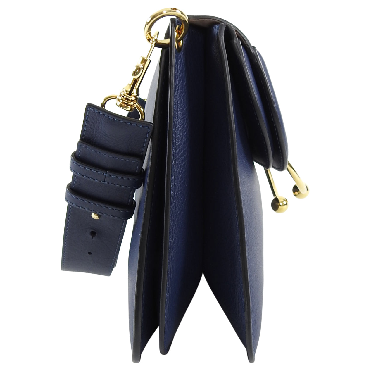 JW Anderson Navy Blue Leather Pierce Shoulder Bag