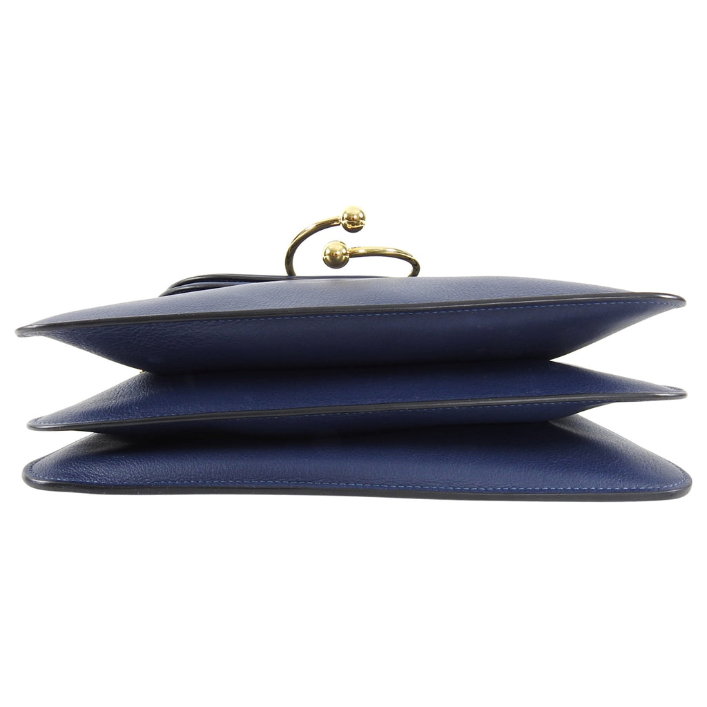 JW Anderson Navy Blue Leather Pierce Shoulder Bag