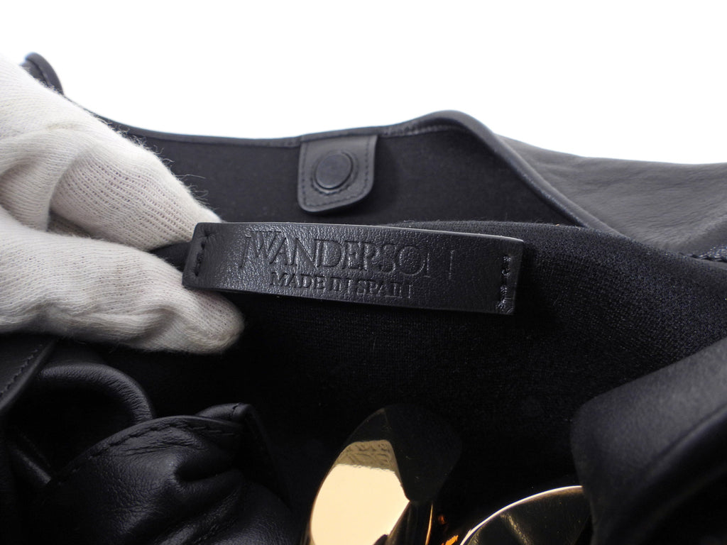 JW Anderson Small Black Leather Chain Hobo Bag