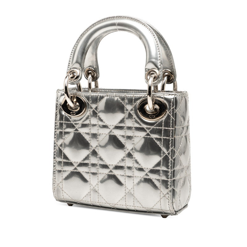Dior Lady Dior Nano Cannage Patent Leather Fur 2way Bag
