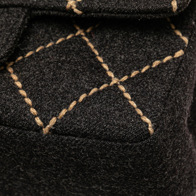 Chanel Mini Matelasse Wild Stitch Wool Shoulder Bag