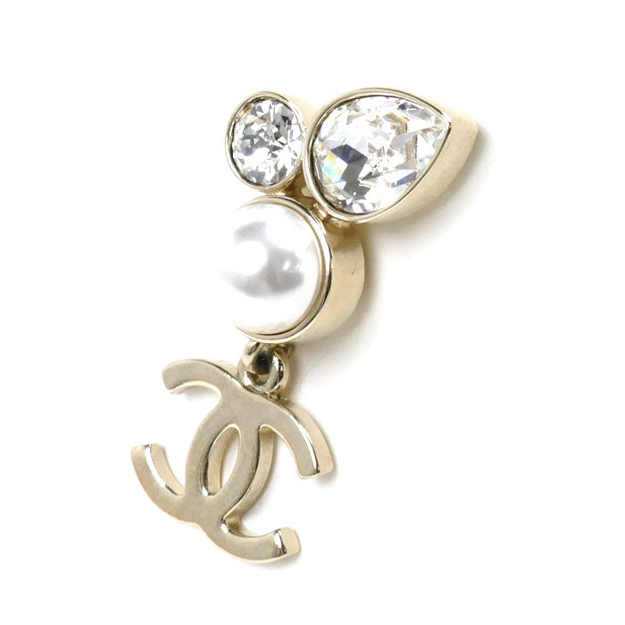Chanel Coco Mark Pearl Rhinestone Earrings