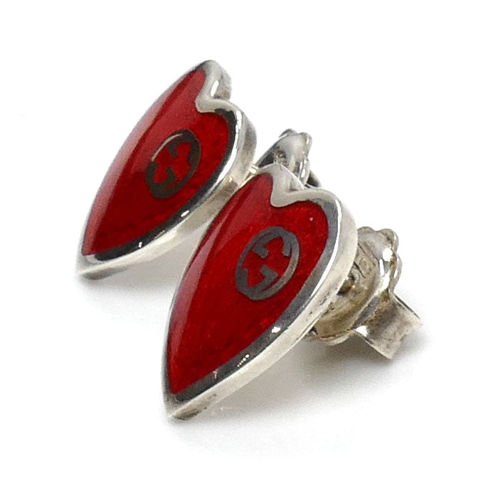 Gucci Interlocking G Heart Silver925 Enamel Earrings