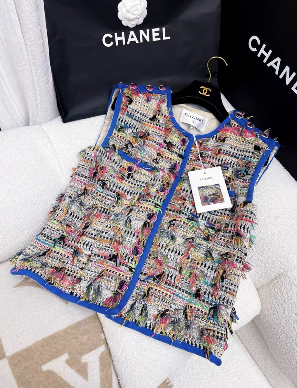 Chanel 17S colorful tassel woven vest