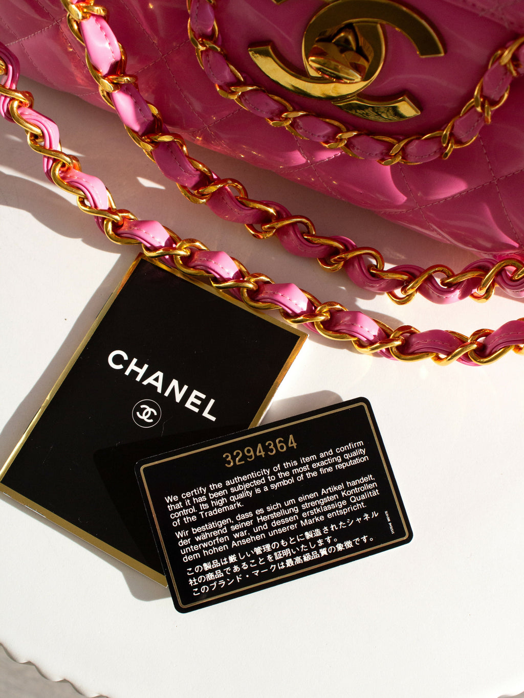 Chanel Vintage S/S1995 Barbie Pink 24K Gold Chain Around Patent Lambskin Jumbo XL 95P Bag