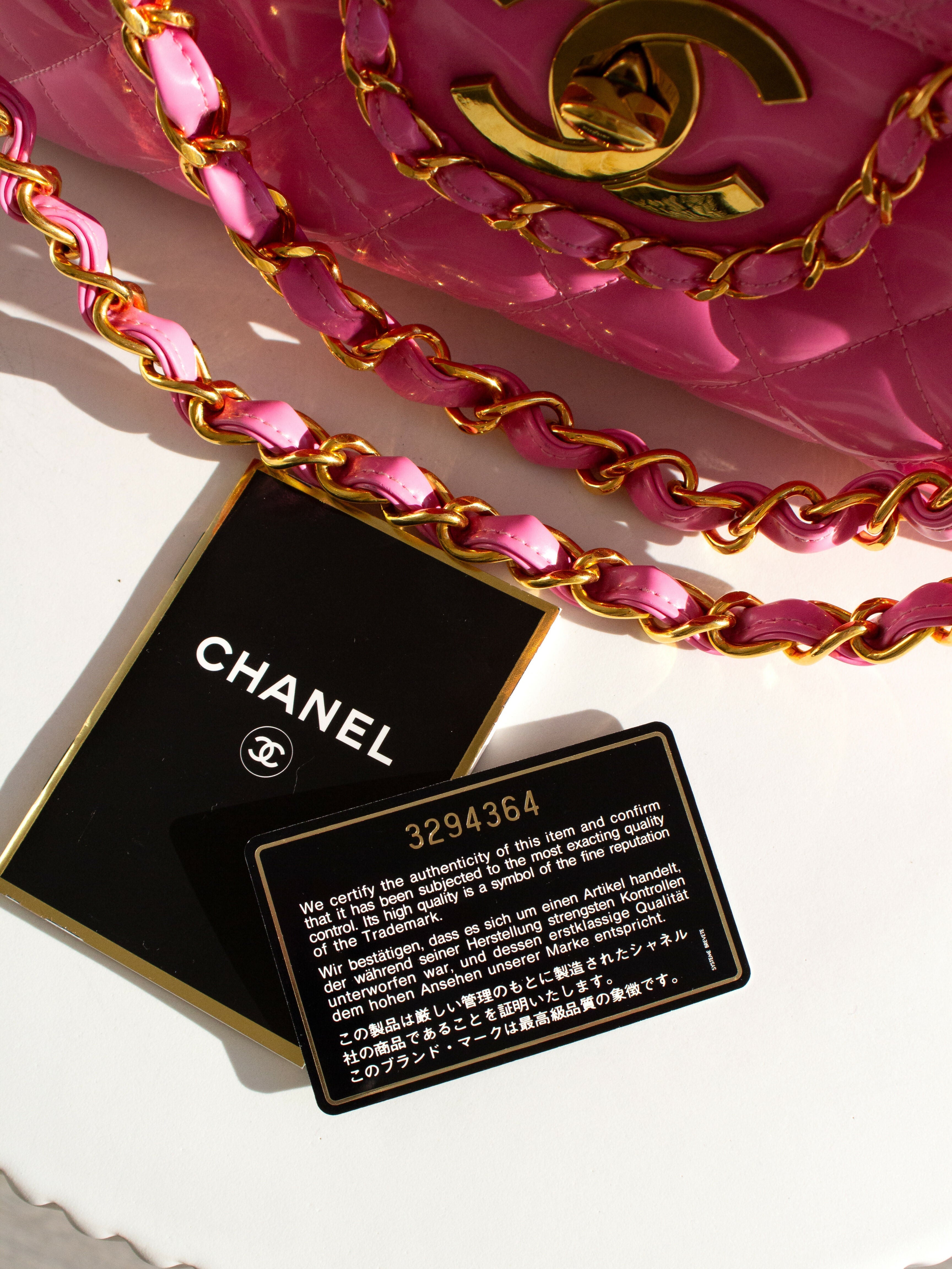 Chanel Vintage S/S1995 Barbie Pink 24K Gold Chain Around Patent Lambskin Jumbo XL 95P Bag