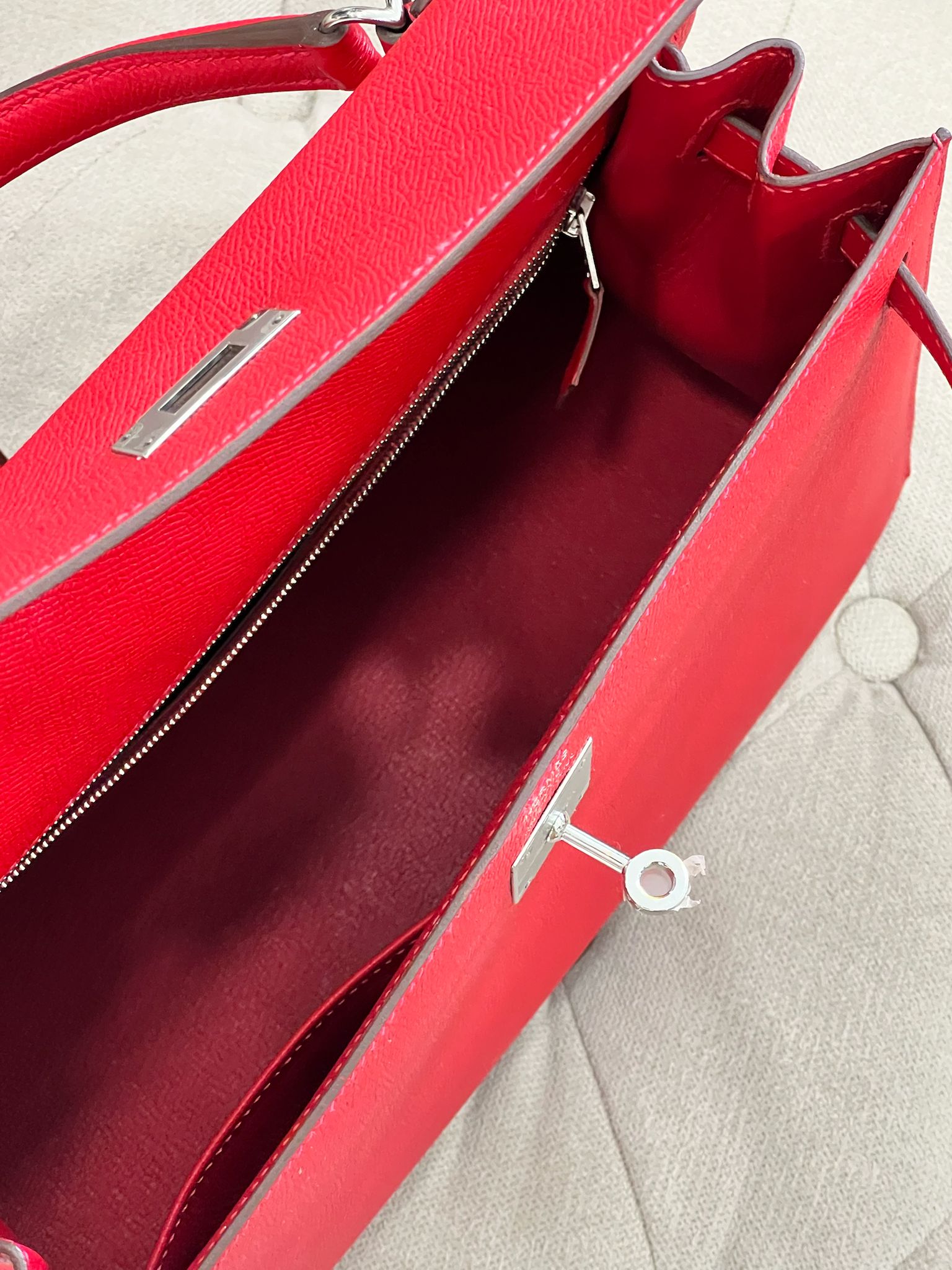 HERMÈS KELLY 32 EPSOM LEATHER ROUGE BAG