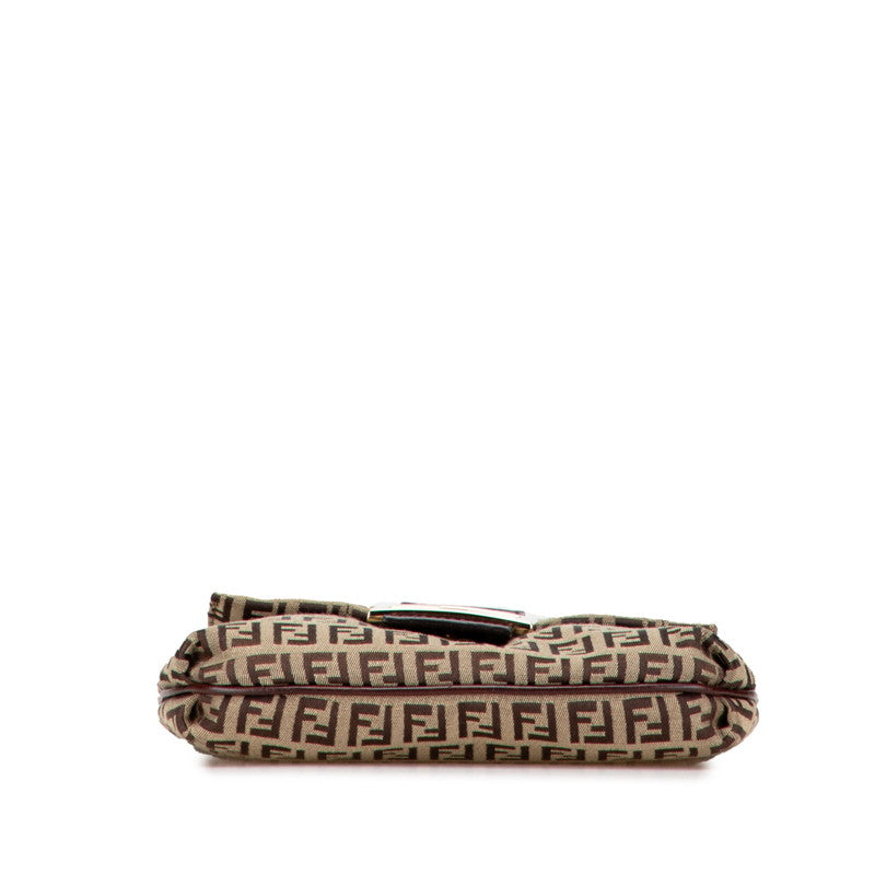 Fendi Zucchino Canvas Leather Shoulder Bag