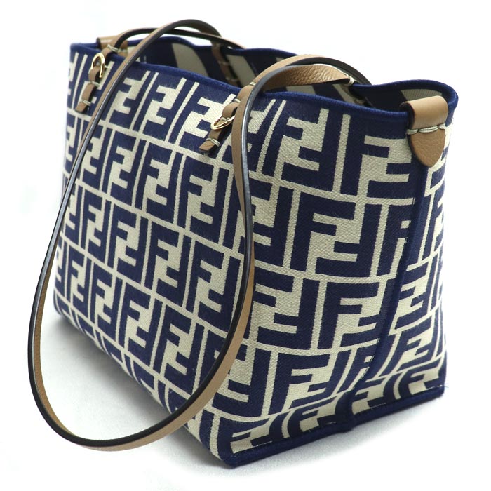 Fendi Roll Small Reversible Canvas Leather Tote Bag