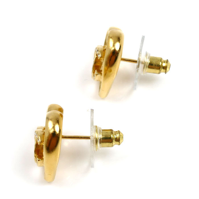 Chanel Coco Mark Strass Heart Earrings