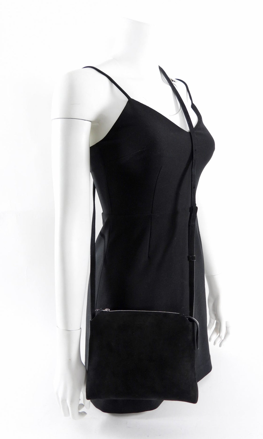 Khaite Black Suede Lina Pouch Crossbody Bag