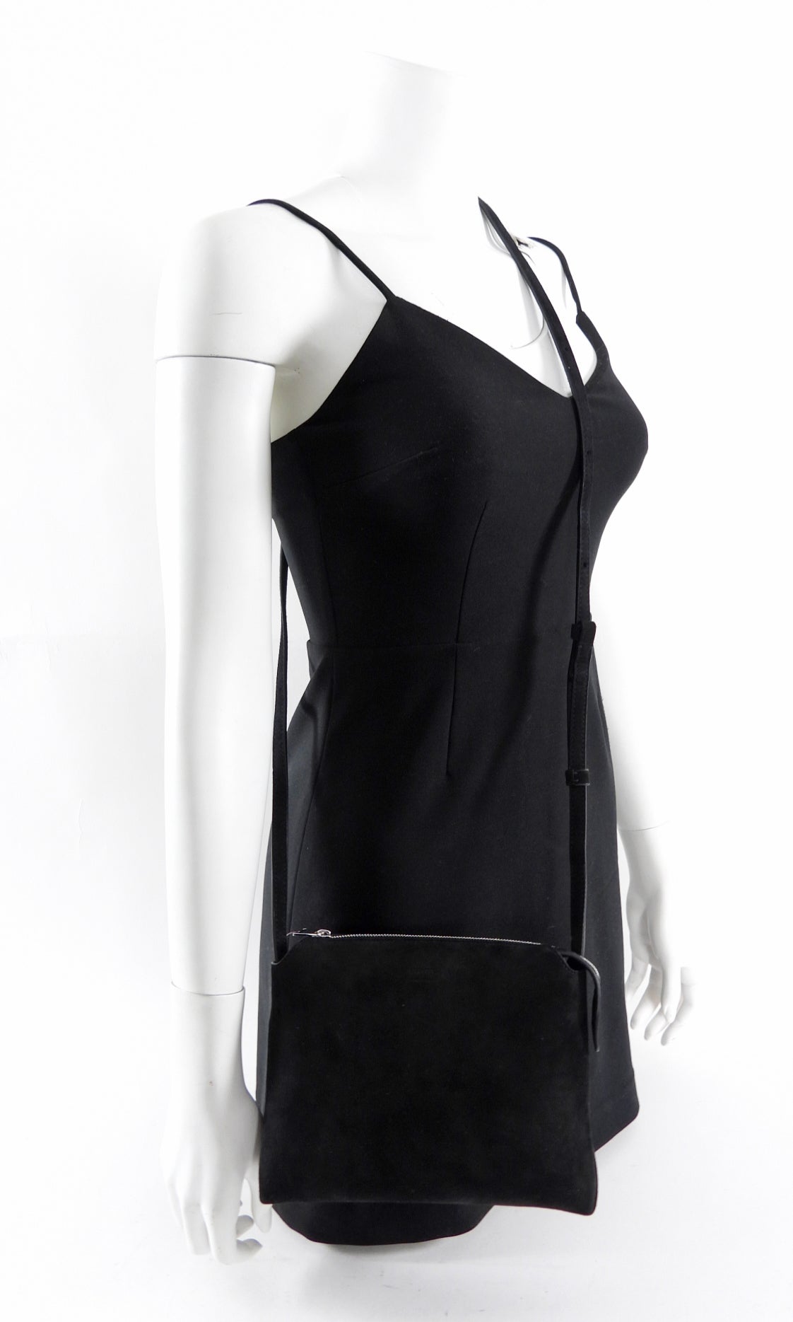 Khaite Black Suede Lina Pouch Crossbody Bag