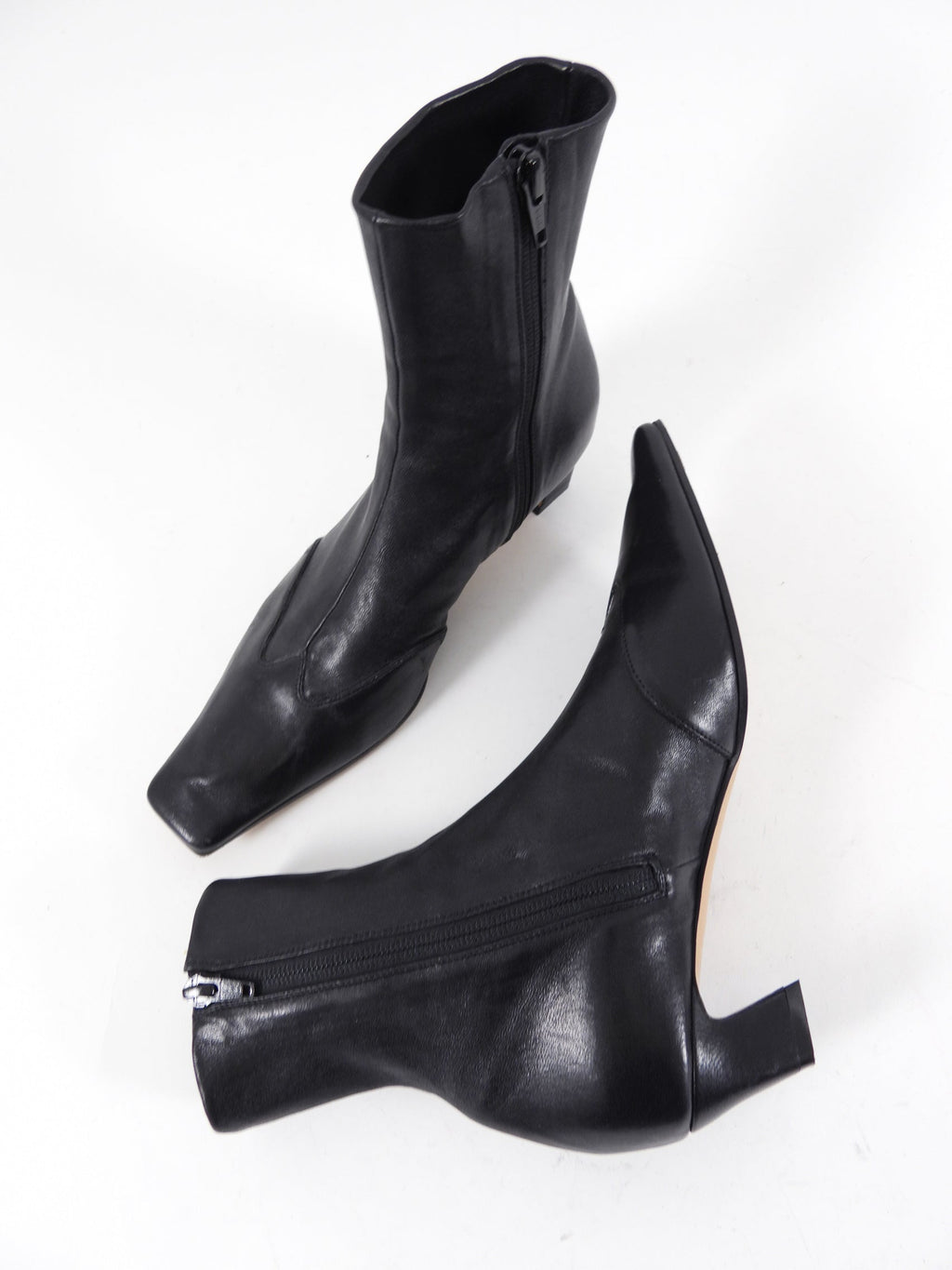 Khaite Black Leather 40mm Nevada Stretch Ankle Boot - 37